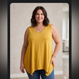 Larace Relaxed V-Neck Sleeveless Tank in Mustard